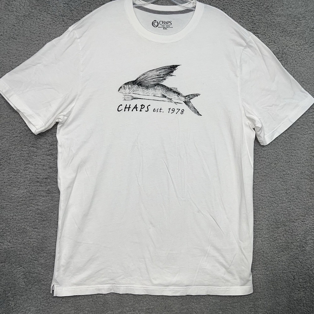 Chaps T Shirt Men's Size 2XL XXL Cream Fish Arrow est. 1978 Animal Tee